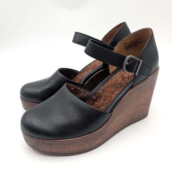 B.O.C By Born Alyson Wedge Pump Women's Ankle Strap Black Size US8M EU38.5 - Picture 1 of 10